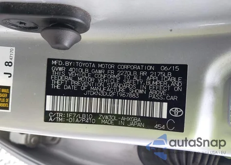 2015 Toyota Prius Four from USA, damaged, VIN JTDKN3DU2F1967883